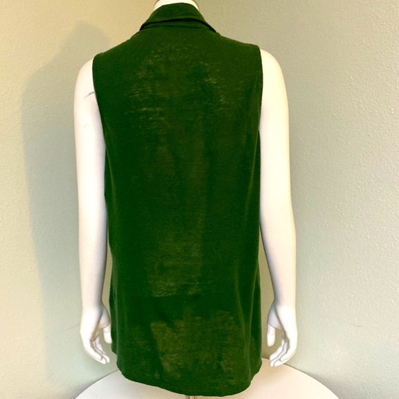 Talbots Dark Green Sexy & Sheer Linen Rayon Blend Classic Sleeveless Blouse Sz S - Picture 3 of 7